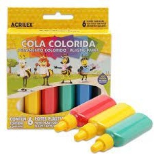 COLA COLORIDA ACRILEX 23G EMBALAGEM COM 6 UNIDADES 2606-ES